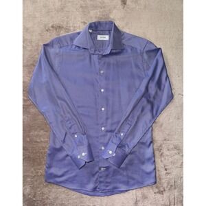 Eton Mens Slim‎ Fit Textured Twill Dress Shirt Button Down Long Sleeve Size 15